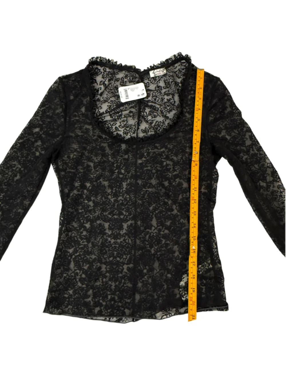 Free People Turning Heads Lacy Top XS Black Floral Lace Sheer Mesh NWT